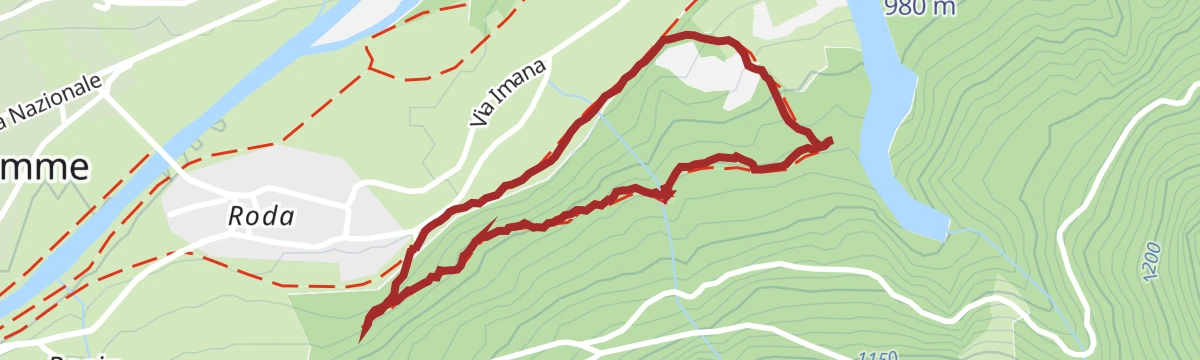 Route map: Walk to the small waterfalls in Ziano di Fiemme